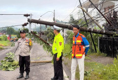 Tiang Listrik di Keban Agung Roboh Ditabrak Truk Fuso