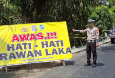 Pemasangan Spanduk Himbauan Rawan Laka di Desa Beringin Lubai